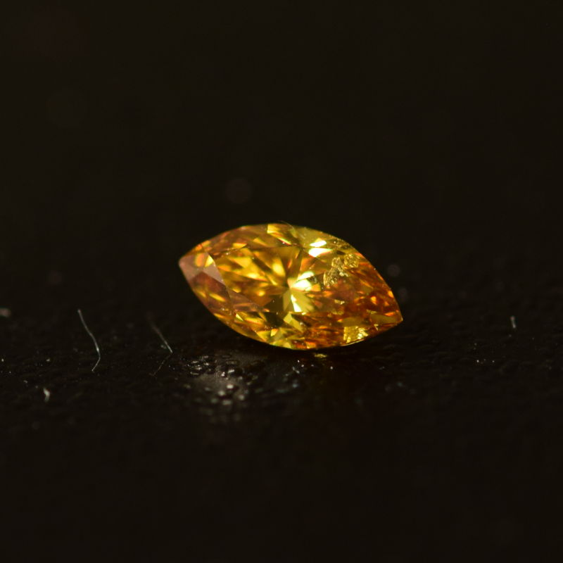 0,13 ct, Fancy Deep Orange-Yellow, I1, Marquise, IGI Certified