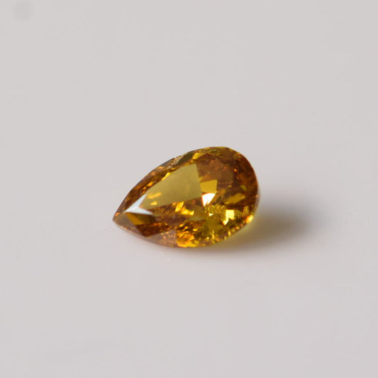 0,16 ct, Fancy Deep Orangy Brownish Yellow, I1, Pear, IGI Certified