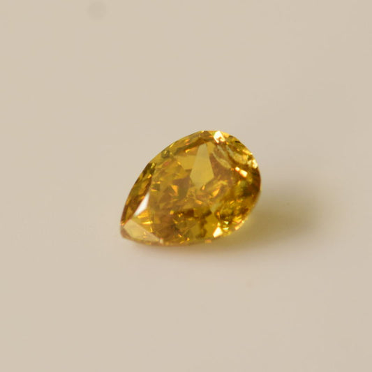 0,22 ct, Fancy Deep Orangy Yellow, I1, Pear, IGI Certified